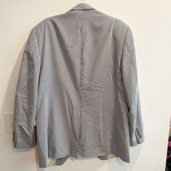 Chaps Men Blue White Blazer Sports Coat 42L Pinstripe Single Breast Long Sleeve - Picture 8 of 10